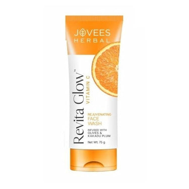 Jovees Herbal Revita Glow Vitamin C Face Wash For Glowing And Brightening Skin | Gentle Skin Hydrating & Rejuvenating Face Wash Cleanser with Kakadu Plum and Olives | For All Skin Types- 75g